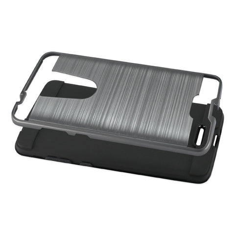 Reiko Coolpad Revvl Plus Hybrid Metal Brushed Texture Case In Gray
