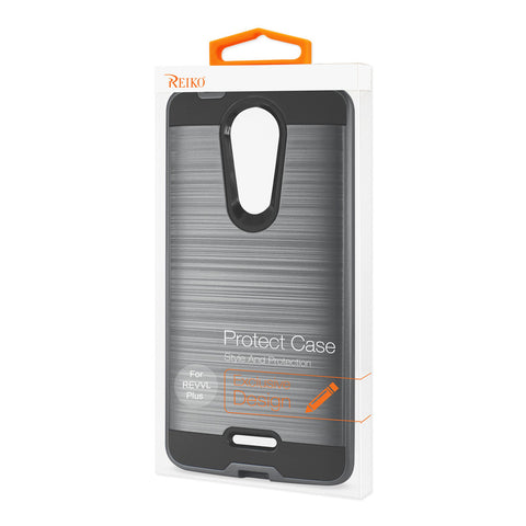 Reiko Coolpad Revvl Plus Hybrid Metal Brushed Texture Case In Gray