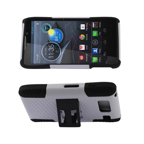 Reiko Motorola Droid Razr Hd Hybrid Case With Horizontal Kickstand In White Black