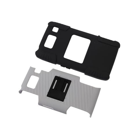 Reiko Motorola Droid Razr Hd Hybrid Case With Horizontal Kickstand In White Black