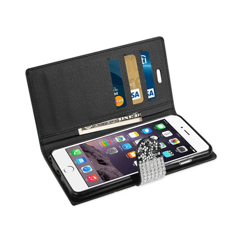Reiko Iphone 6 Plus Diamond Rhinestone Wallet Case In Black
