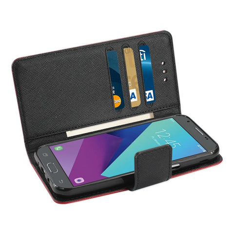 Reiko 2017 Samsung Galaxy J3 Emerge 3-in-1 Wallet Case In Red