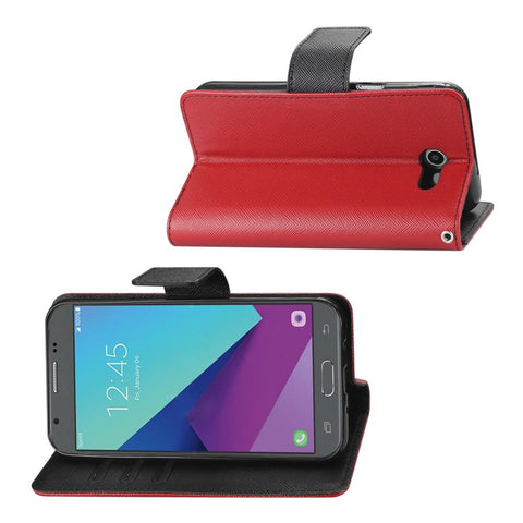 Reiko 2017 Samsung Galaxy J3 Emerge 3-in-1 Wallet Case In Red