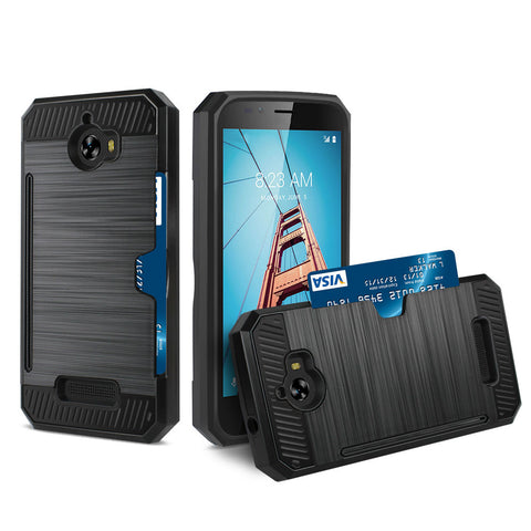 Reiko Coolpad Defiant Slim Armor Hybrid Case With Card Holder In Black