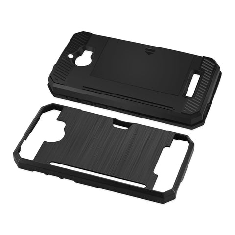 Reiko Coolpad Defiant Slim Armor Hybrid Case With Card Holder In Black
