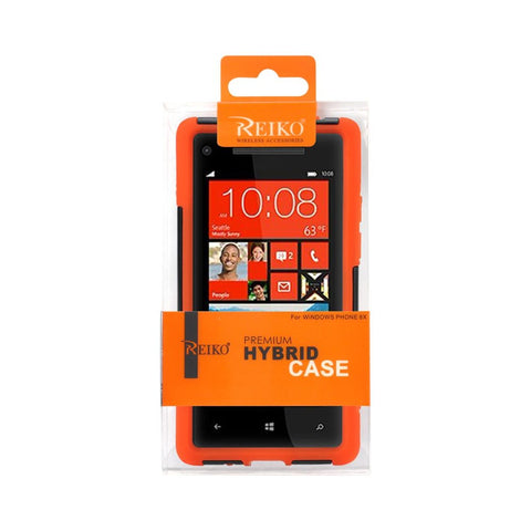 Reiko Htc Windows Phone 8x Hybrid Heavy Duty Case With Kickstand In Black Orange