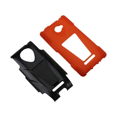 Reiko Htc Windows Phone 8x Hybrid Heavy Duty Case With Kickstand In Black Orange