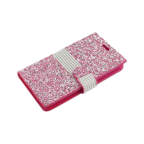 Reiko Samsung Galaxy J7 Diamond Rhinestone Wallet Case In Pink