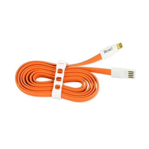 Reiko Iphone 6 Flat Usb Gold Plated Data Cable 3.9ft With Cable Tie In Orange