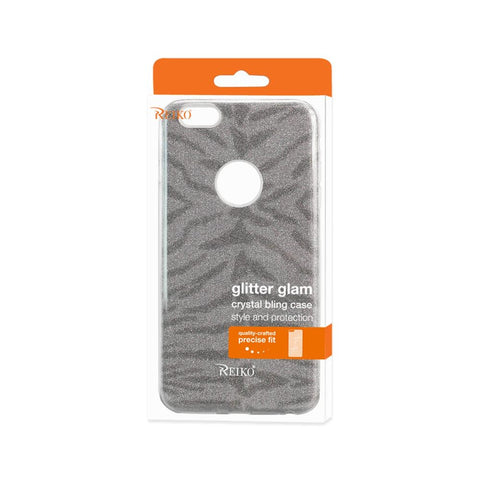 Reiko Iphone 6 Plus/ 6s Plus Shine Glitter Shimmer Tiger Stripe Hybrid Case In Gray
