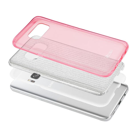 Reiko Samsung Galaxy S8 Edge/ S8 Plus Shine Glitter Shimmer Stripe Hybrid Case In Linear Pink