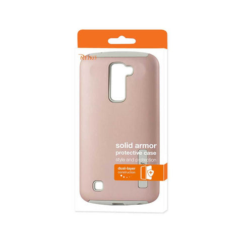 Reiko Lg K10 Solid Armor Dual Layer Protective Case In Rose Gold