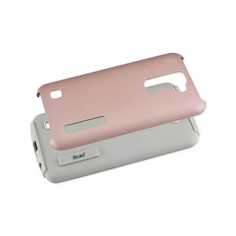 Reiko Lg K10 Solid Armor Dual Layer Protective Case In Rose Gold