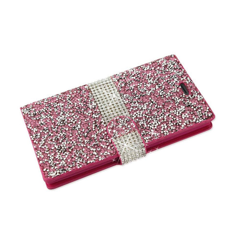 Reiko Zte Warp Elite Diamond Rhinestone Wallet Case In Pink