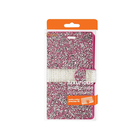 Reiko Zte Warp Elite Diamond Rhinestone Wallet Case In Pink