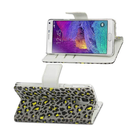 Reiko Samsung Galaxy Note 4 3-in-1 Animal Leopard Print Wallet Case In Silver