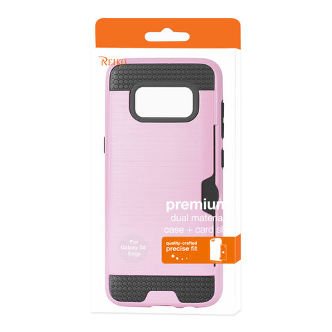 Reiko Samsung Galaxy S8 Edge/ S8 Plus Slim Armor Hybrid Case With Card Holder In Pink