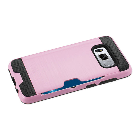 Reiko Samsung Galaxy S8 Edge/ S8 Plus Slim Armor Hybrid Case With Card Holder In Pink
