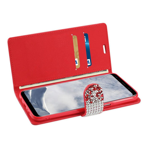 Reiko Samsung Galaxy S8 Edge Diamond Rhinestone Wallet Case In Red
