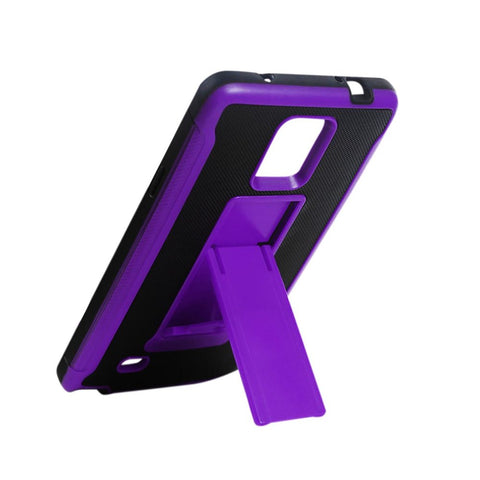 Reiko Samsung Galaxy Note 4 Hybrid Heavy Duty Case With Vertical Kickstand In Black Purple