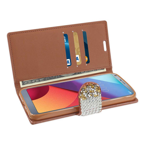 Reiko Lg G6 Diamond Rhinestone Wallet Case In Gold
