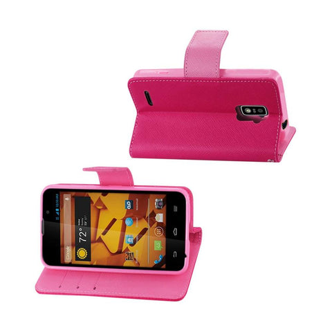 Reiko Zte Warp 4g 3-in-1 Wallet Case In Hot Pink