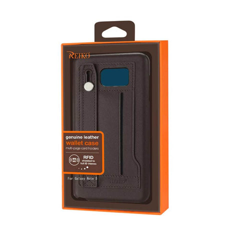 Reiko Samsung Galaxy Note 5 Genuine Leather Hand Strap Case In Umber