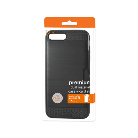 Reiko Iphone 8 Plus/ 7 Plus Slim Armor Hybrid Case With Card Holder In Black