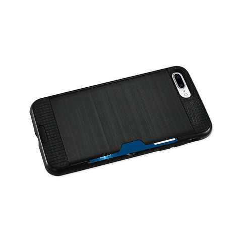 Reiko Iphone 8 Plus/ 7 Plus Slim Armor Hybrid Case With Card Holder In Black