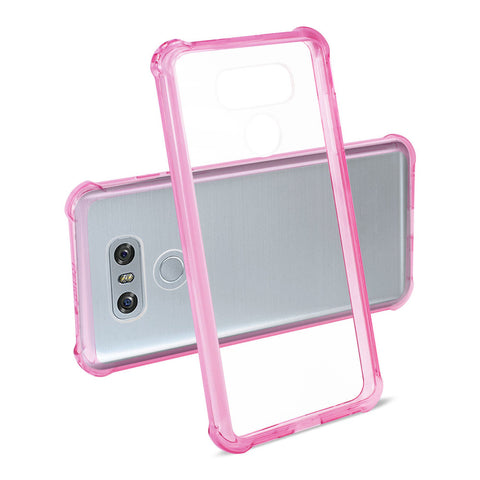 Reiko Lg G6 Clear Bumper Case With Air Cushion Shock Absorption In Clear Hot Pink