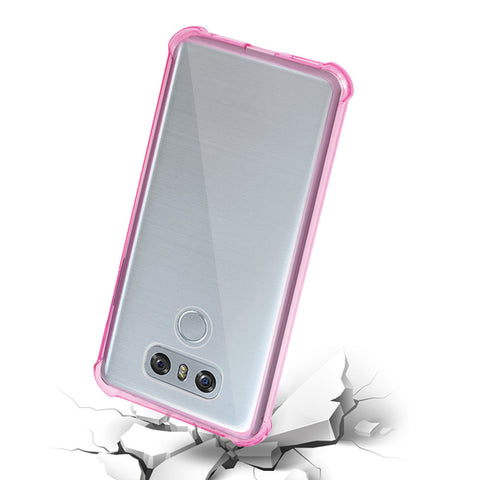 Reiko Lg G6 Clear Bumper Case With Air Cushion Shock Absorption In Clear Hot Pink