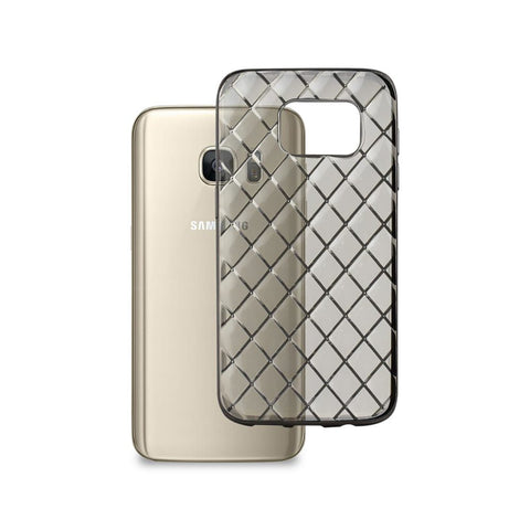 Reiko Samsung Galaxy S7 Flexible 3d Rhombus Pattern Tpu Case With Shiny Frame In Clear