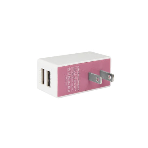 Reiko 2 Amp Dual Port Wall Usb Travel Adapter Charger In Pink White