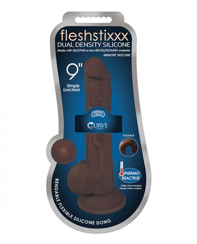 Fleshstixxx 8 inches Silicone Dildo with Balls Brown
