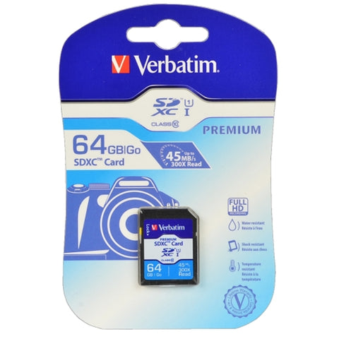 (4-pack) Verbatim Premium 64gb Class 10 Sdxc Uhs-i Memory Card -retail Hanging Blister Package