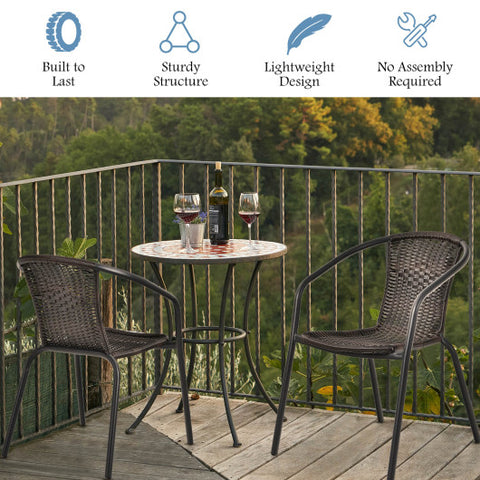 Patio Rattan Dining Chair with Curved Backrest for Yard Garden-Brown
