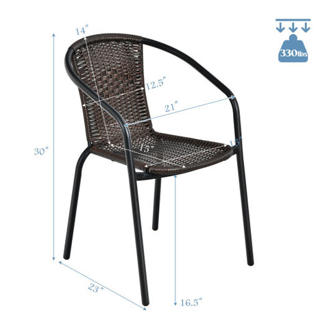 Patio Rattan Dining Chair with Curved Backrest for Yard Garden-Brown