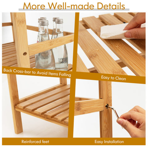 6-Tier Bamboo Bookshelf with Adjustable Shelves-Natural