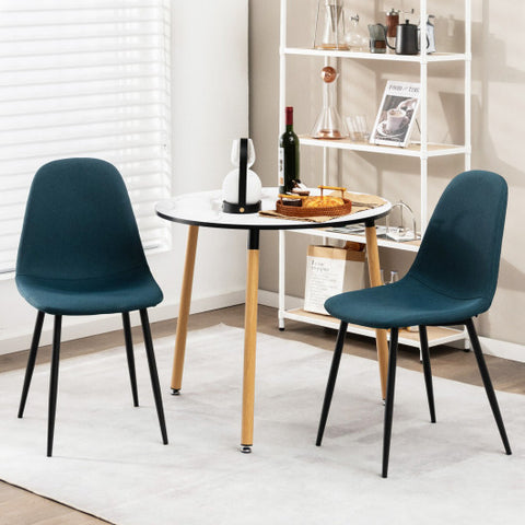 Dining Chairs Set of 2 with Black Metal Legs-Blue