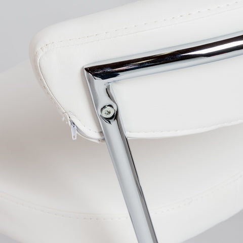 Set of Two Taper White Faux Leather Counter Stools
