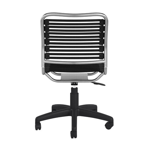 37" Black and Chrome Flat Bungee Cord Low Back Office Chair