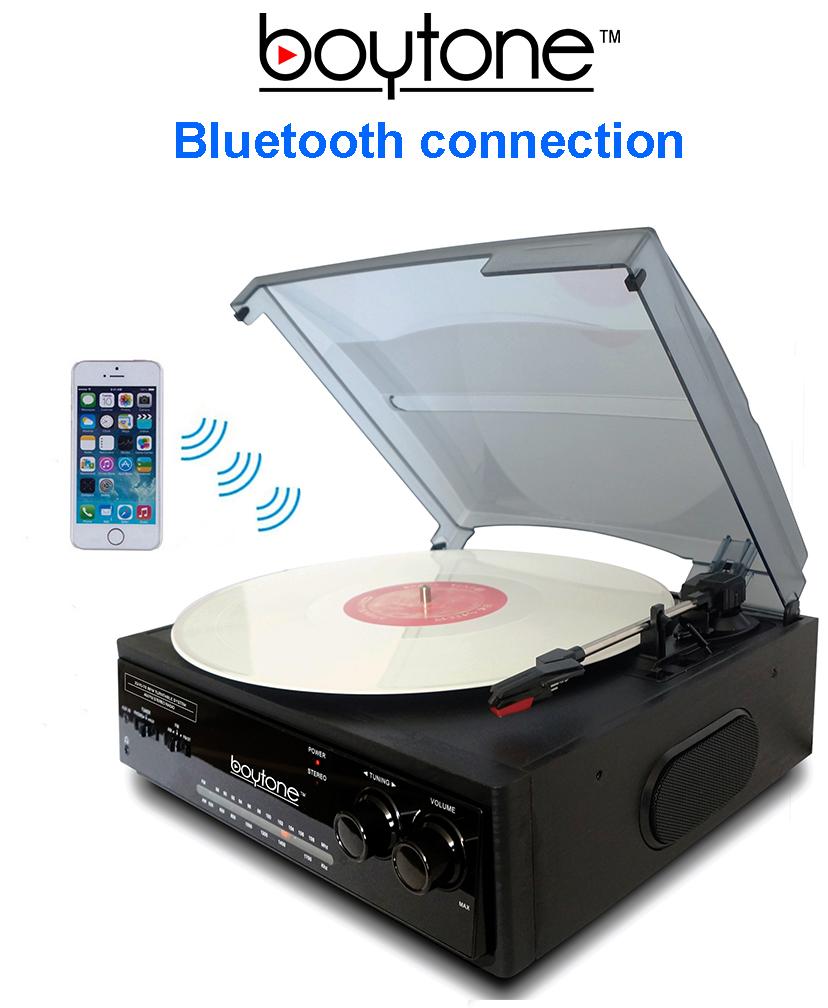 Boytone BT-13B with Bluetooth Connection 3-Speed Stereo Turntable Belt Drive 33/45/7