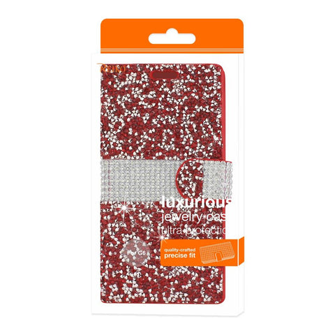 Reiko Lg G6 Diamond Rhinestone Wallet Case In Red