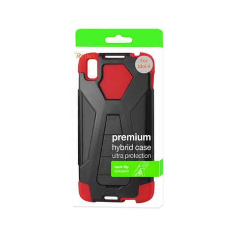 Reiko Alcatel Idol 4 Hybrid Heavy Duty Case With Kickstand In Red Black