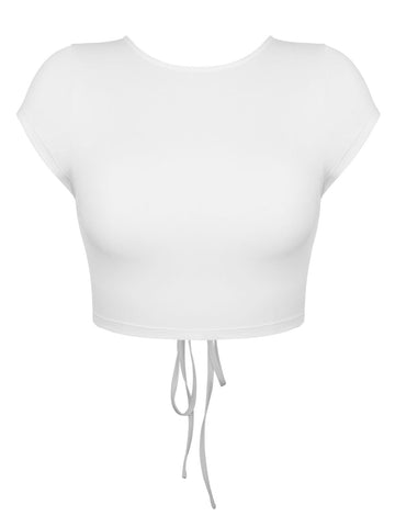 Round Neck Backless Short Sleeve Tee