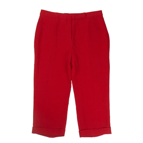 Red Cuffed Knee Capri Pants