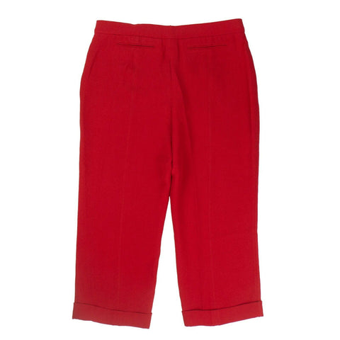 Red Cuffed Knee Capri Pants