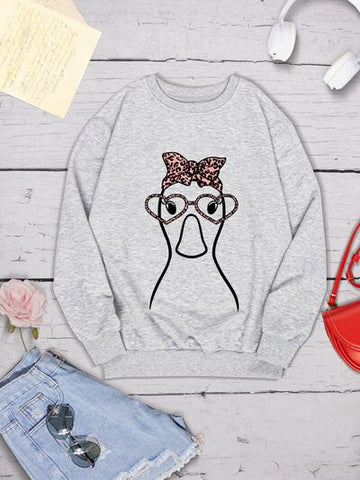 Graphic Round Neck Dropped Shoulder Sweatshirt