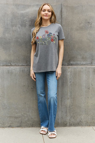 Simply Love Flower Graphic Cotton Tee