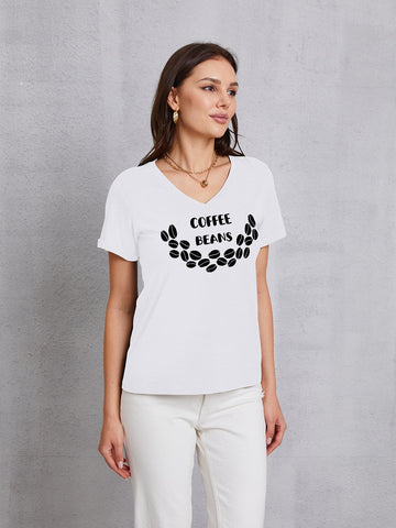 COFFEE BEANS V-Neck Short Sleeve T-Shirt